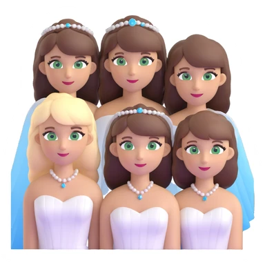 bachelorette party group of 4 girls, one with brown hair, blue eyes, fringe; two with brown hair; one bride with green eyes, blonde shoulder-length hair sticker