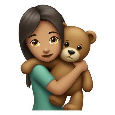 girl hugging a teddy bear sticker