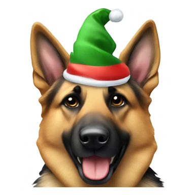 german shepherd with christmas hat sticker