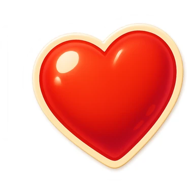 Transform the heart shape and color into a modern emoji logo style. Add a subtle beating effect and emoji-style shine. Remove any text. Keep it clean and vibrant as a retro stickers style emoji logo. sticker