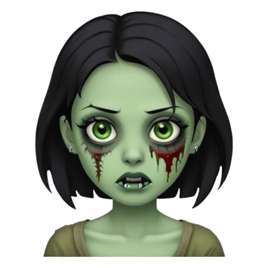 Zombie girl with a septum piercing black hair green skin sticker