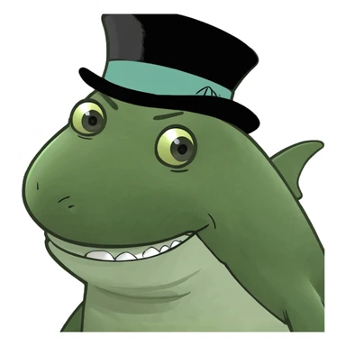 Shark with a top hat sticker
