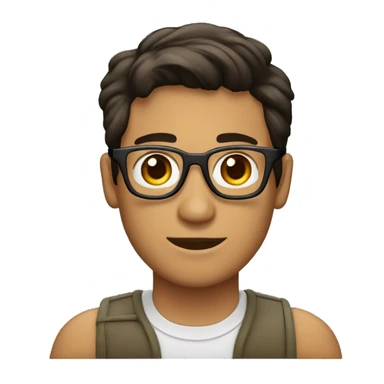 Hombre de 26 años con gafas y con cabello negro y ojos color cafe con un gesto de asombro sticker