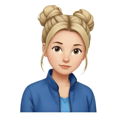 A mom with a messy bin and blue jacket no glasses sticker