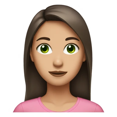 Brunette girl with a pink shirt and green eyes sticker