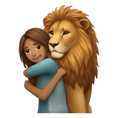 Lion and girl hugging sticker