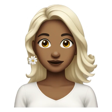 Medium Hair Girl with big white flower earrings sticker