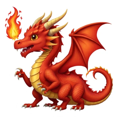 a red wales dragon with breathing fire sticker
