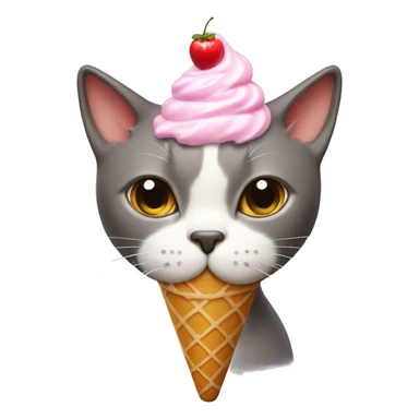 Cat with ice cream in it’s head sticker