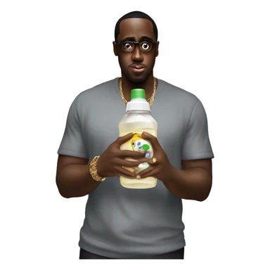 Sean diddy combs holding baby oil sticker