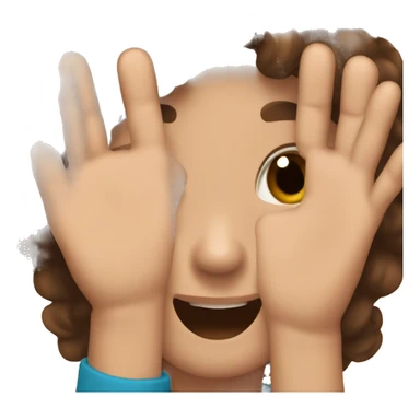 make me an emoji of someone with brown hair smiling with their hands crossed together sticker