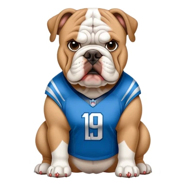 Bulldog wearing Detroit lions jersey  sticker