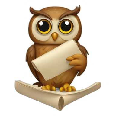 owl holding a parchment sticker