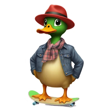 Cool duck who hates skateboards and hats sticker