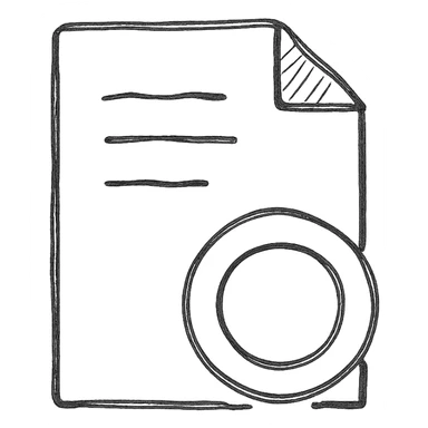 paper document with a red stamp hand drawn outline icon sticker