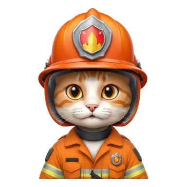 Cat firefighter, uniform including helmet of uniform sticker