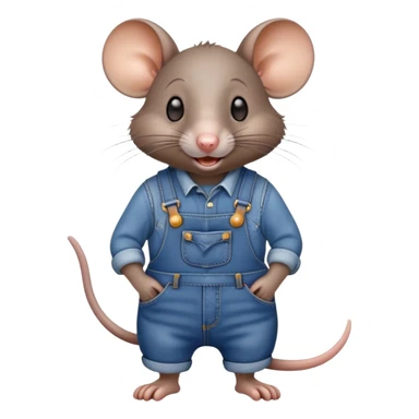 rat wearing overalls standing and talking sticker