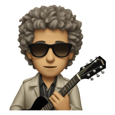 bob dylan with sunglases and guitar sticker