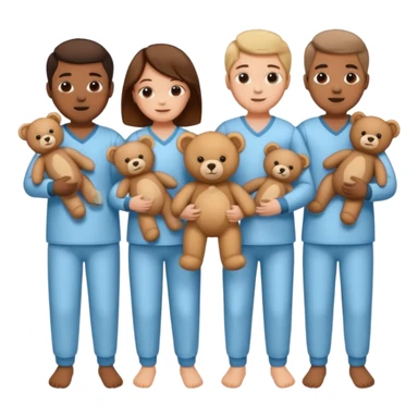 people wearing pajamas and holding a teddy bear sticker