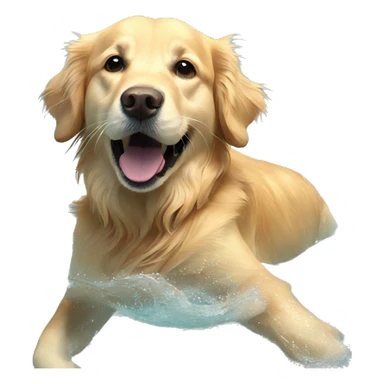 golden retriever swimming sticker