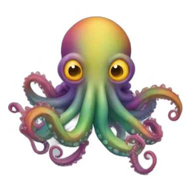 a multi-colored kraken who is afraid sticker