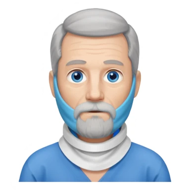 Older man with a long beard, a hard neck brace, and blue eyes. sticker