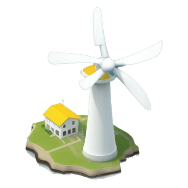 Offshore wind turbine with white blades, white tower and yello foudnation, surrounded by water sticker