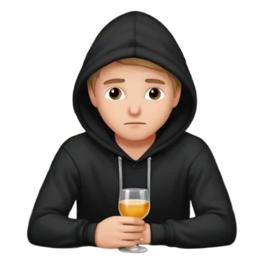 Caucasian in black hoodie sitting sad at bar sticker