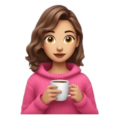 A gaming girl wearing pink sweater and a coffe cup in her hand  sticker