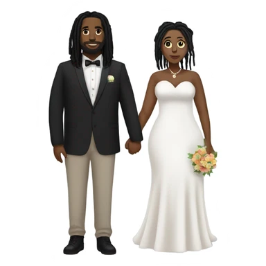 black couple with plus size man black dreadlocks, full body wedding sticker