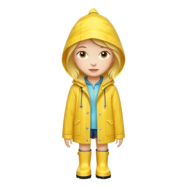 Girl in a yellow raincoat and rain boots  sticker