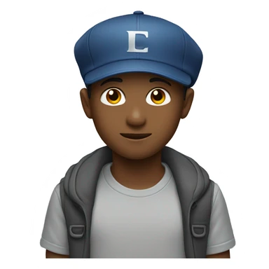 A boy wear cap sticker