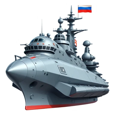 Colossal Russian space warship with flag coloration and heavy armaments sticker