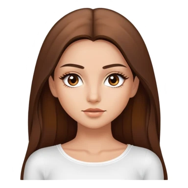 beautiful girl, long straight brown hair, brown eyes with lashes, wearing a white crop top, tan skin sticker