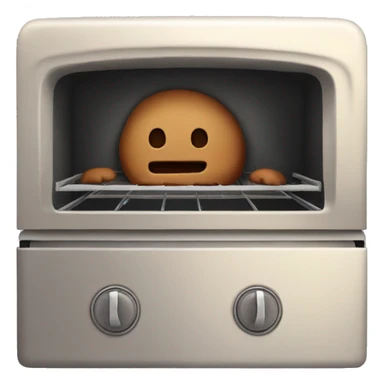 Oven with scared gingerbread man body trapped inside sticker