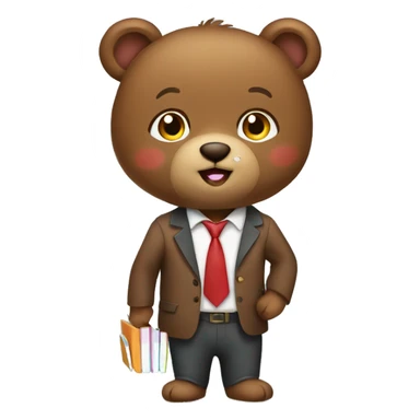 Cute Brown bear animal dressed as a teacher emoji sticker