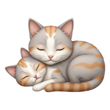 grey and white small cat with eyes closed lying down upside down tightly hugging its own face sticker
