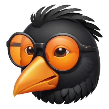 black bird with sunglasses and orange beak sticker