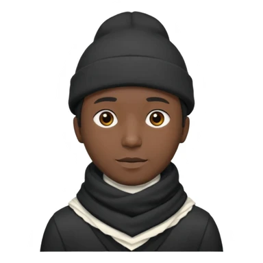 A guy with a triangle body with no arms and legs then his head is a perfect circle and his head is also black then give him a hat that doesn’t go behind his head, and last but not least give him a white scarf, NO BLACK THE COLOR FOR HIS HEAD sticker