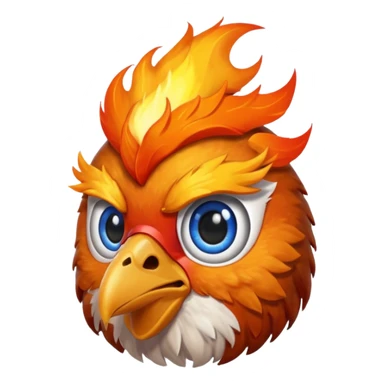 Pyro chicken, right eye blue and left eye brown sticker