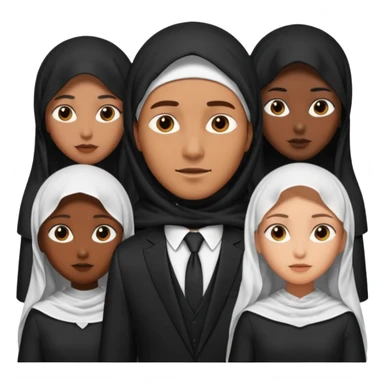1 man 3 veiled women sticker