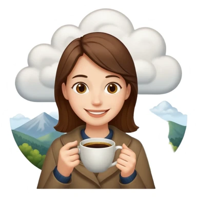 cloudy morning drinking coffee sticker