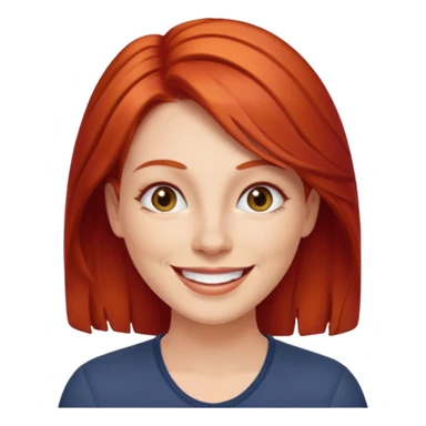 emoji of a 30-year-old woman, mature appearance, red hair, cheerful expression sticker
