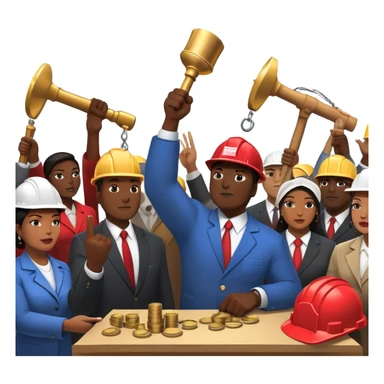 make me some cool custom emojis that will represent all kinds of things to do with trades/labour unions and things they do - strike, bargain, organise, that sort of thing, maybe 2 dozen of them? sticker