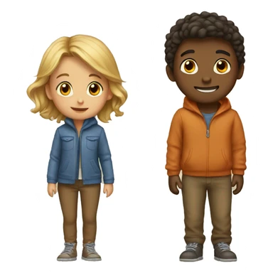 boy and girl autumn sticker