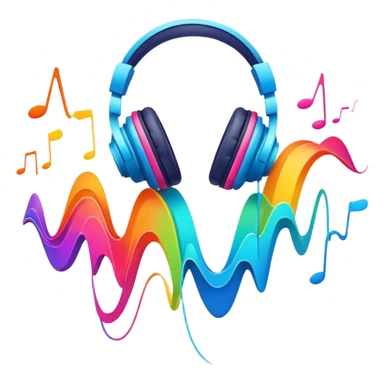 sound wave creature listening to music with headphones sticker