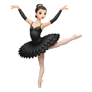 Black swan ballerina emoji from a far to see the whole body dancing with ballerina shoes sticker