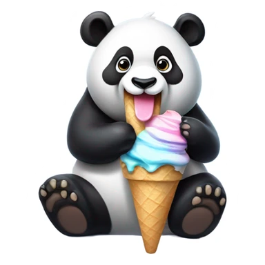 Panda eating ice cream sticker