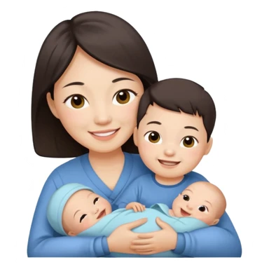 Chinese mom with newborn boy sticker