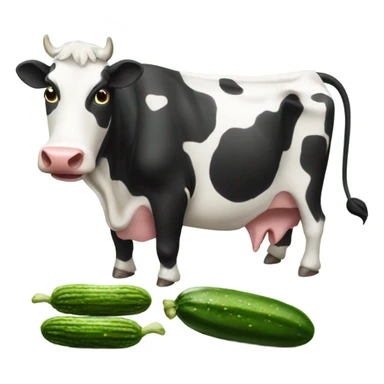 Cow eating big pickle sticker